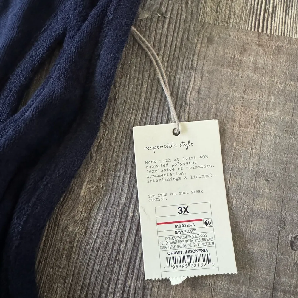 NEW 🌸 A New Day Women's Navy Blue Cotton Sleeveless Terry Mini Tank Dress 3X - Image 6