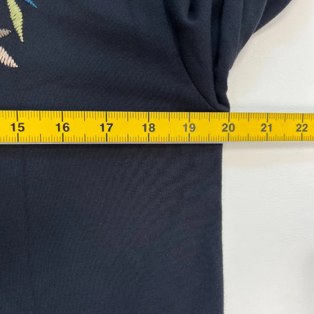 NWOT Johnny Was Embroidered Floral Butterfly Bird Pullover Black Sweatshirt Sz S - Image 12