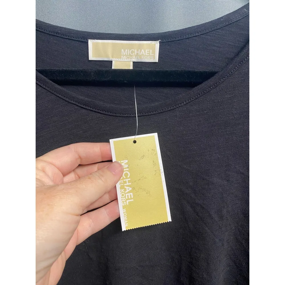 MICHAEL KORS  Black Cold Shoulder Grommets At Hem Heather  Plus 3x (b40) - Image 4