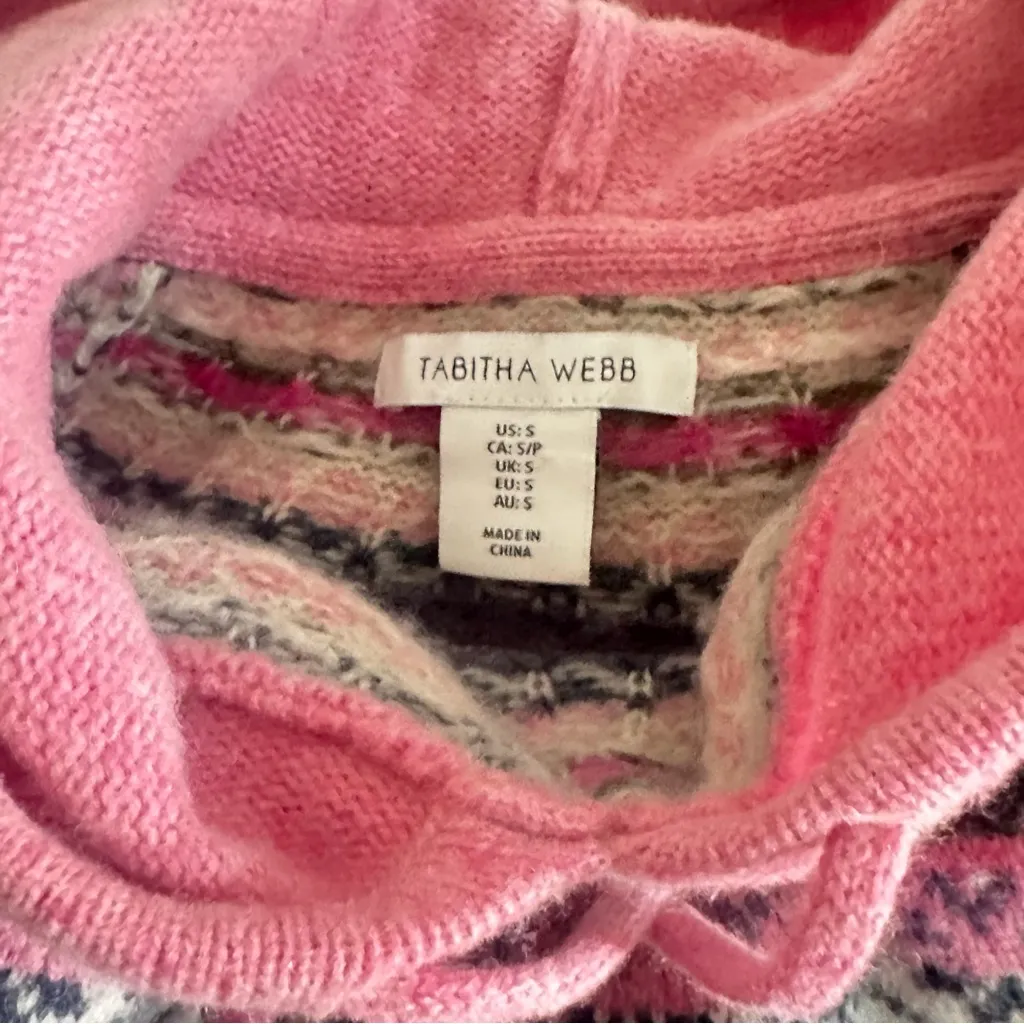 Tabitha Webb Wool Fair Isle Hoodie Sweater Women’s Small Pink Nordic Knit - Image 6