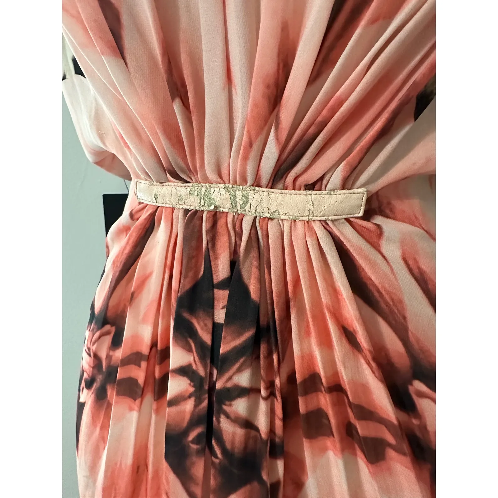 MARCIANO Womens Cheetah Floral Print Draped Ruched Sheath Dress S READ - Image 4