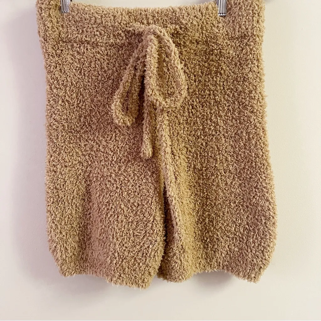 LULUS Eyelash Sweater High Rise Shorts Elastic Waist Drawstring Camel Size M NEW Tan Size M - Image 3