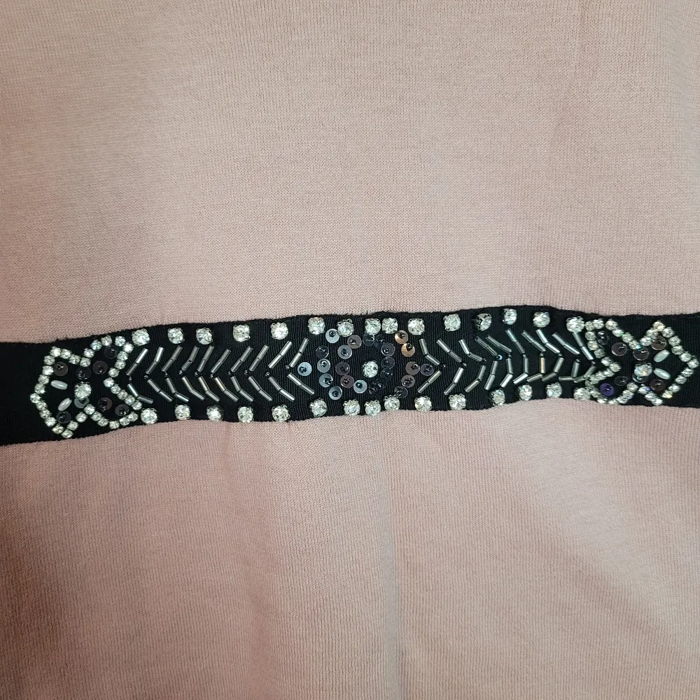 Banana Republic Mauve Bejeweled Waist Short Sleeve Sweater - Image 3