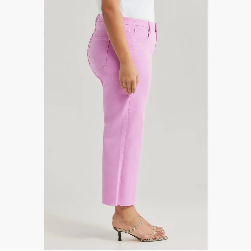 NWT KUT from the Kloth Meg Fab Ab Raw Hem High Waist Wide Leg Jeans Peony Pink - Image 3