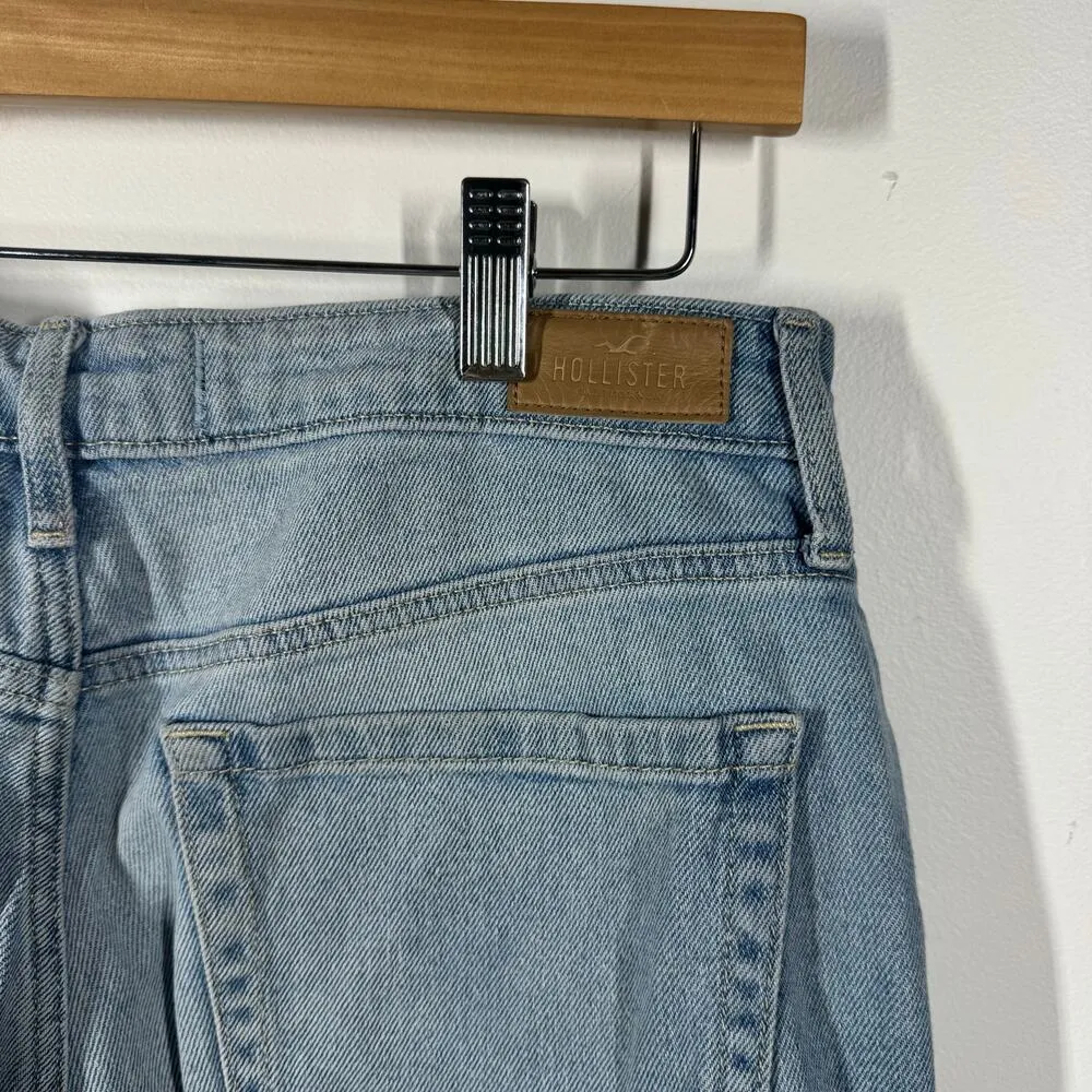 Hollister Jeans Women Size 11R Blue Curvy Ultra High Rise Mom Jean Raw Hem Light - Image 7