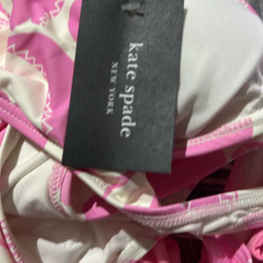 NWT Kate Spade Shoulder Bow Tie V-Neck One Piece Swimsuit In Surf Pink - Image 7