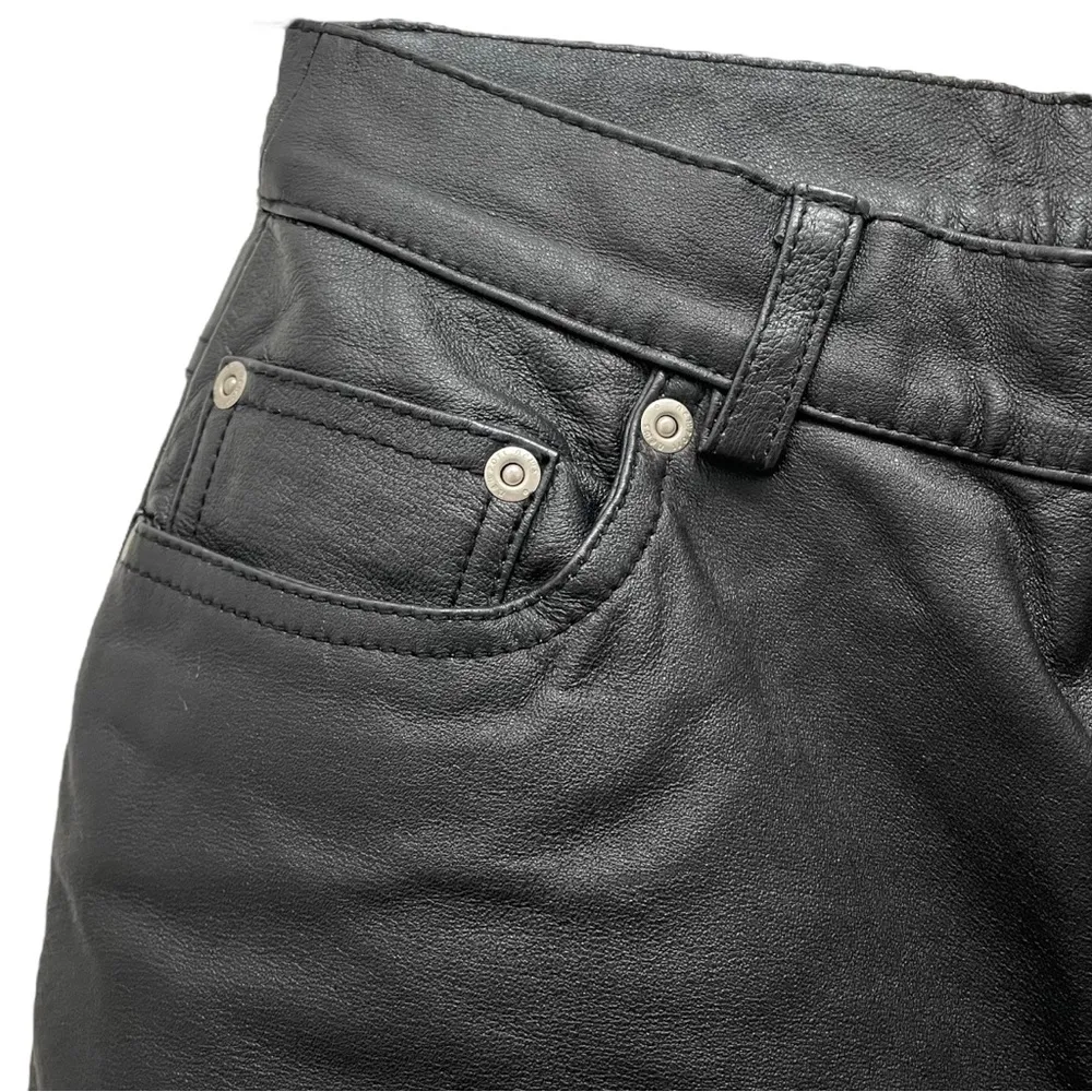 Newport News Vintage  Black Genuine Leather Pants Straight Leg Women’s Size 4 - Image 3