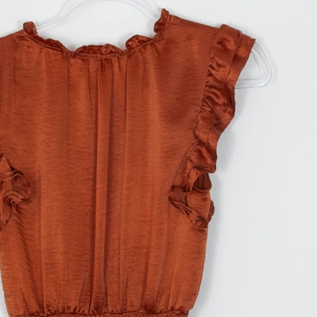 Steve Madden Prairie Dreams Flutter‎ Sleeve Dress In Apricot Womens Small NWT - Image 7