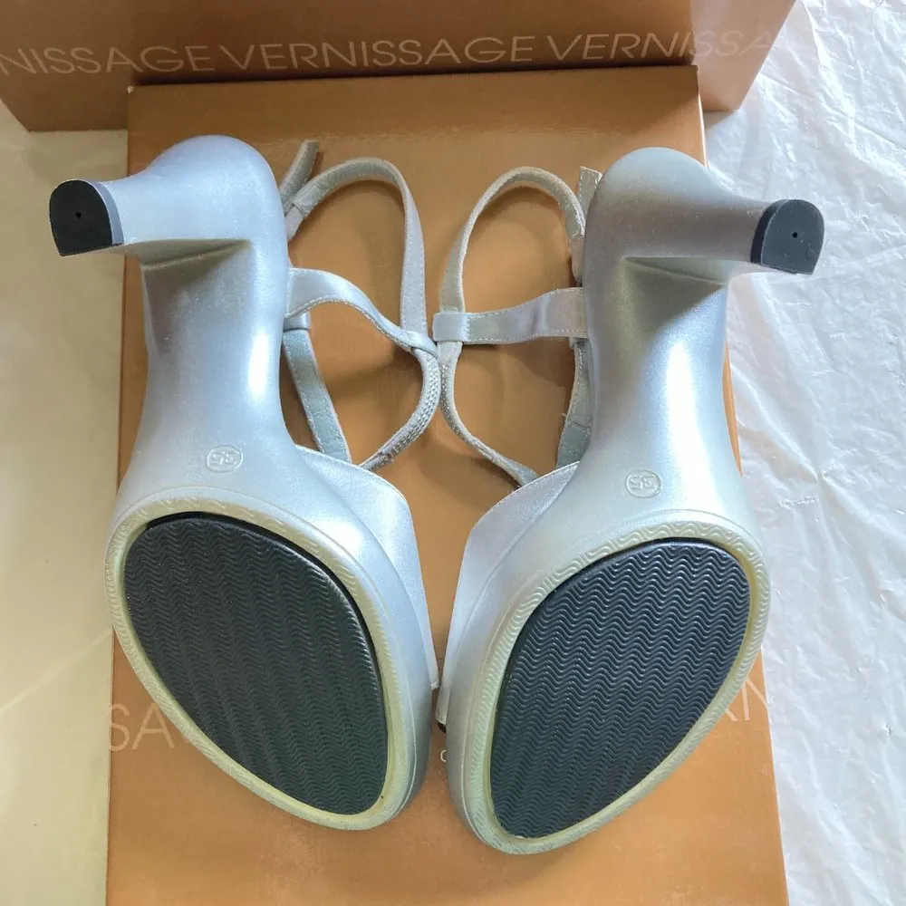 Vernissage di Soffice Sogno women's size 35 EU embellish sling back heel sandals Silver - Image 4