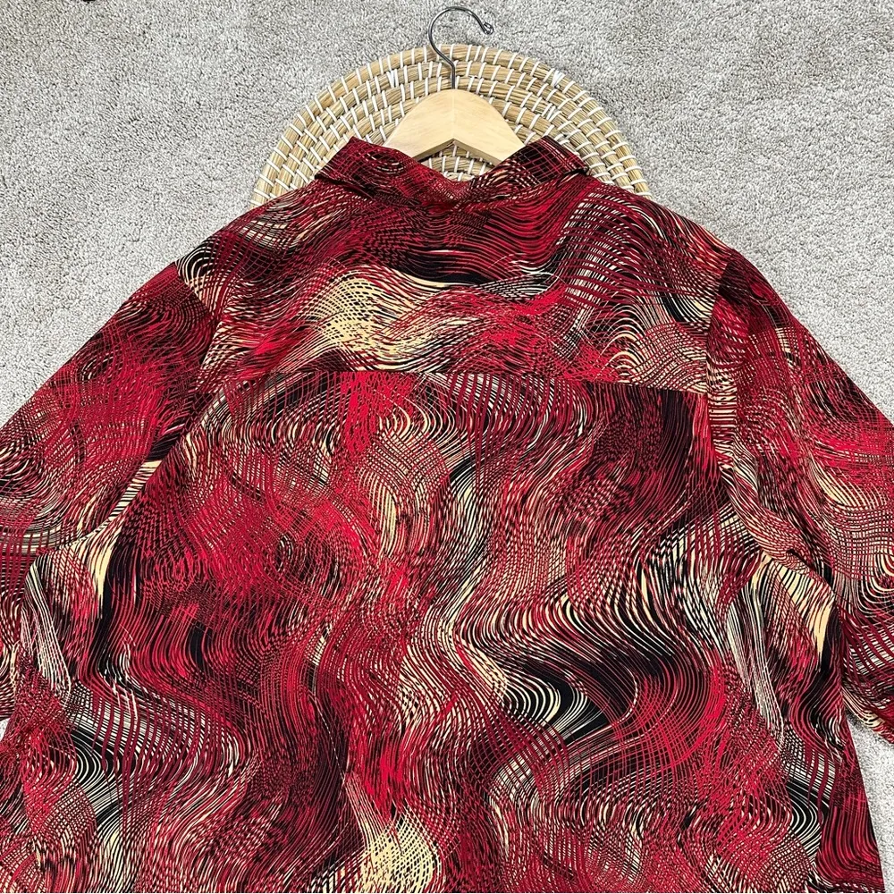 Catherines Collared Button-Up Top Blouse Asymmetric Artsy Boho Red Plus Size 3X - Image 10