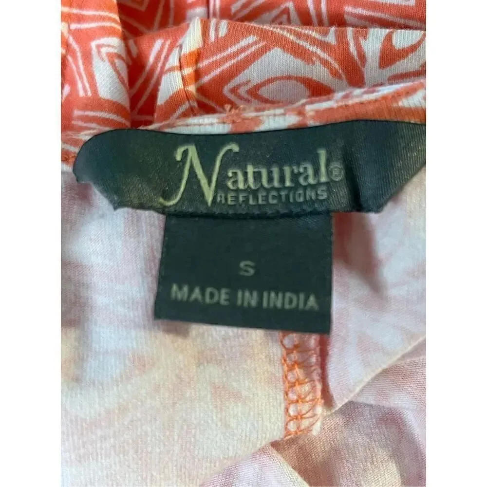 Natural Reflections Sleeveless Dress Coral White Small - Image 4