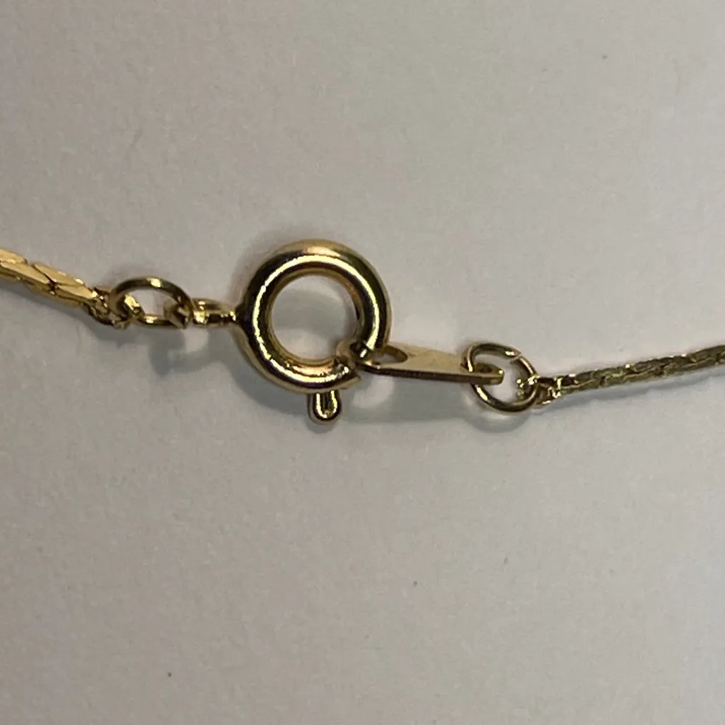 Vintage porcelain forget me not necklace earrings set blue flowers gold chain - Image 6