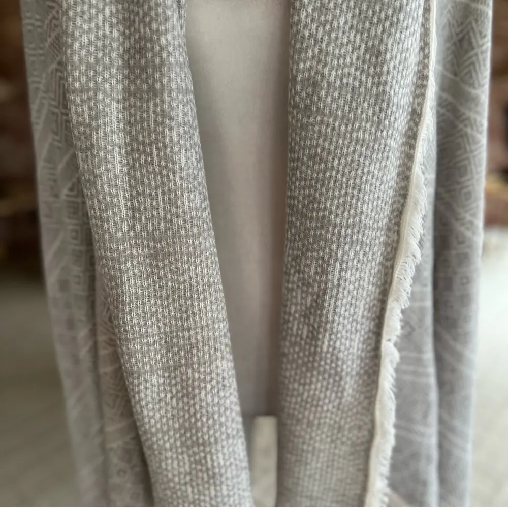 New York & Co. Cardigan Sweater Fringe Open Front S Shawl Collar Duster Boho Gray - Image 6