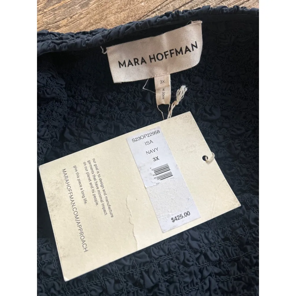 Mara Hoffman Isa Popcorn Bodysuit Navy Womens Size 3X - Image 11