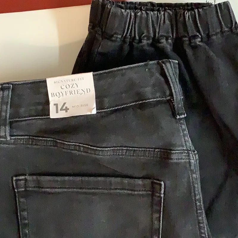 Lane Bryant Size 14 Cozy Boyfriend Mid Rise Black Jegging W/Elastic Ankle. New - Image 7