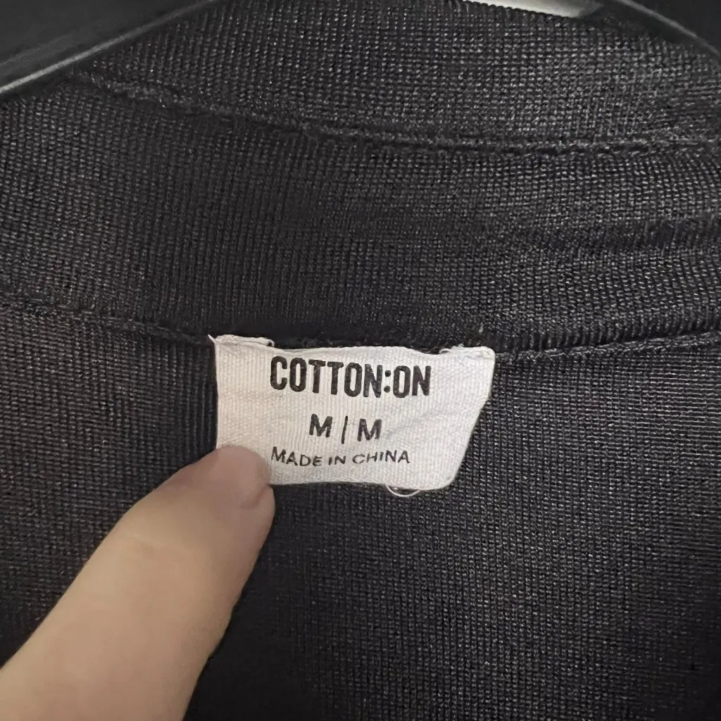 Cotton On Black Long Sleeve Ruched Mini Button Up Dress - Image 8