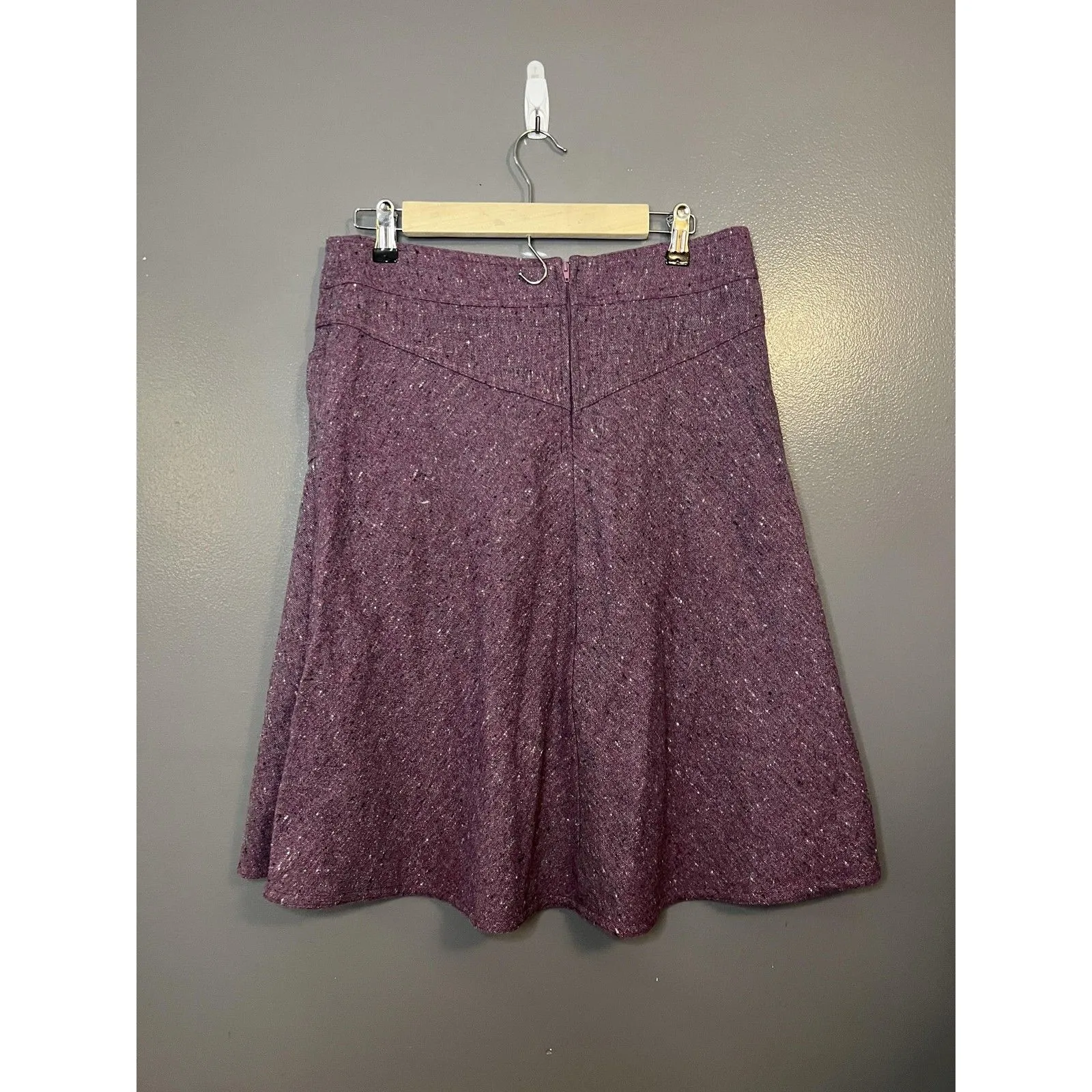 Necessary Objects Skirt Womens Medium Purple Wool Blend A-Line Tweed Made in USA - Image 3