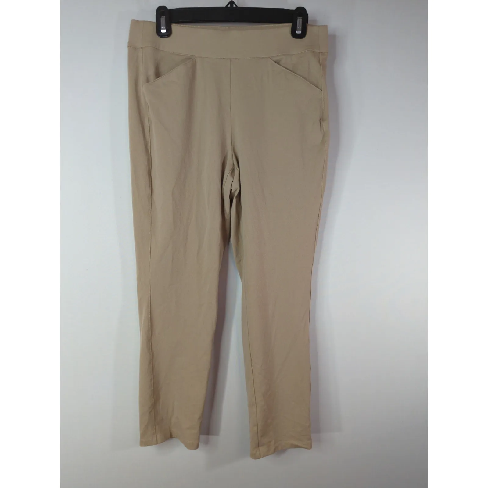Chico's Travelers Collection Tan Crepe Crop Pants Women's 6R Neutral Stretch - Image 2