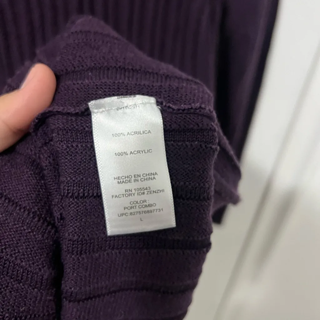 Daisy Fuentes Deep Purple Knit Mini Dress Large - Image 3