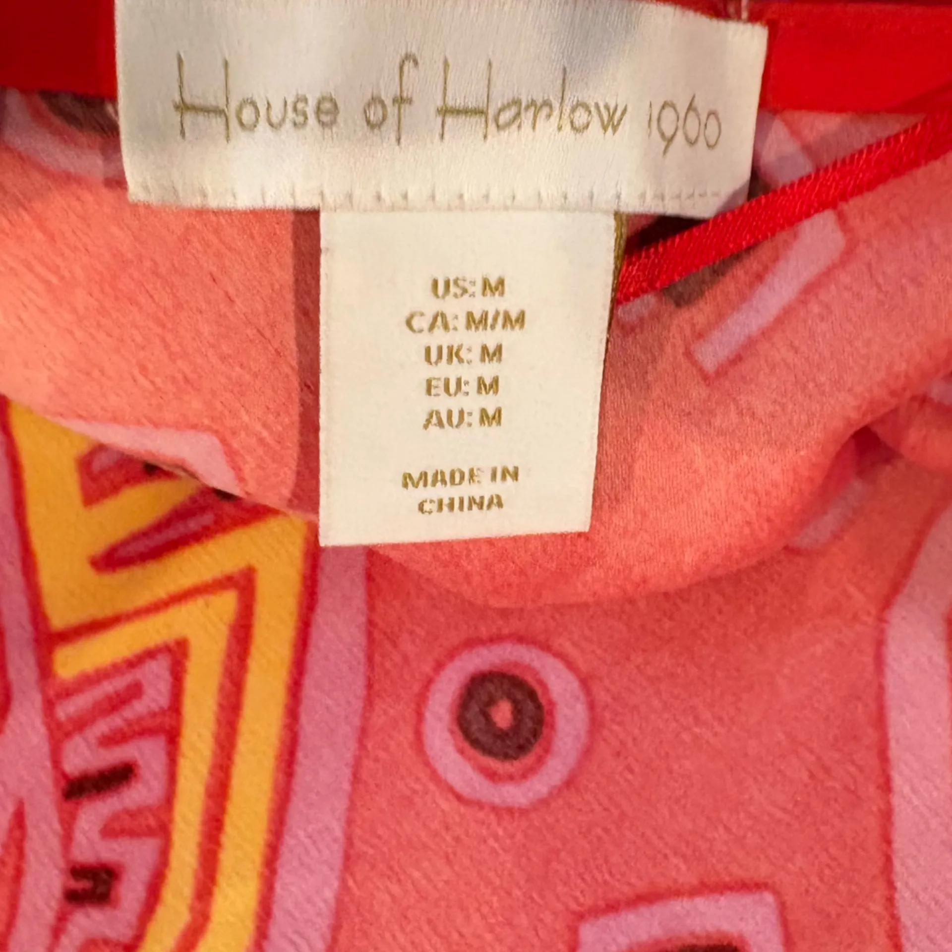 House Of Harlow Pink Banana Print Beaded Spaghetti Strap‎ Midi Dress Size Medium - Image 7