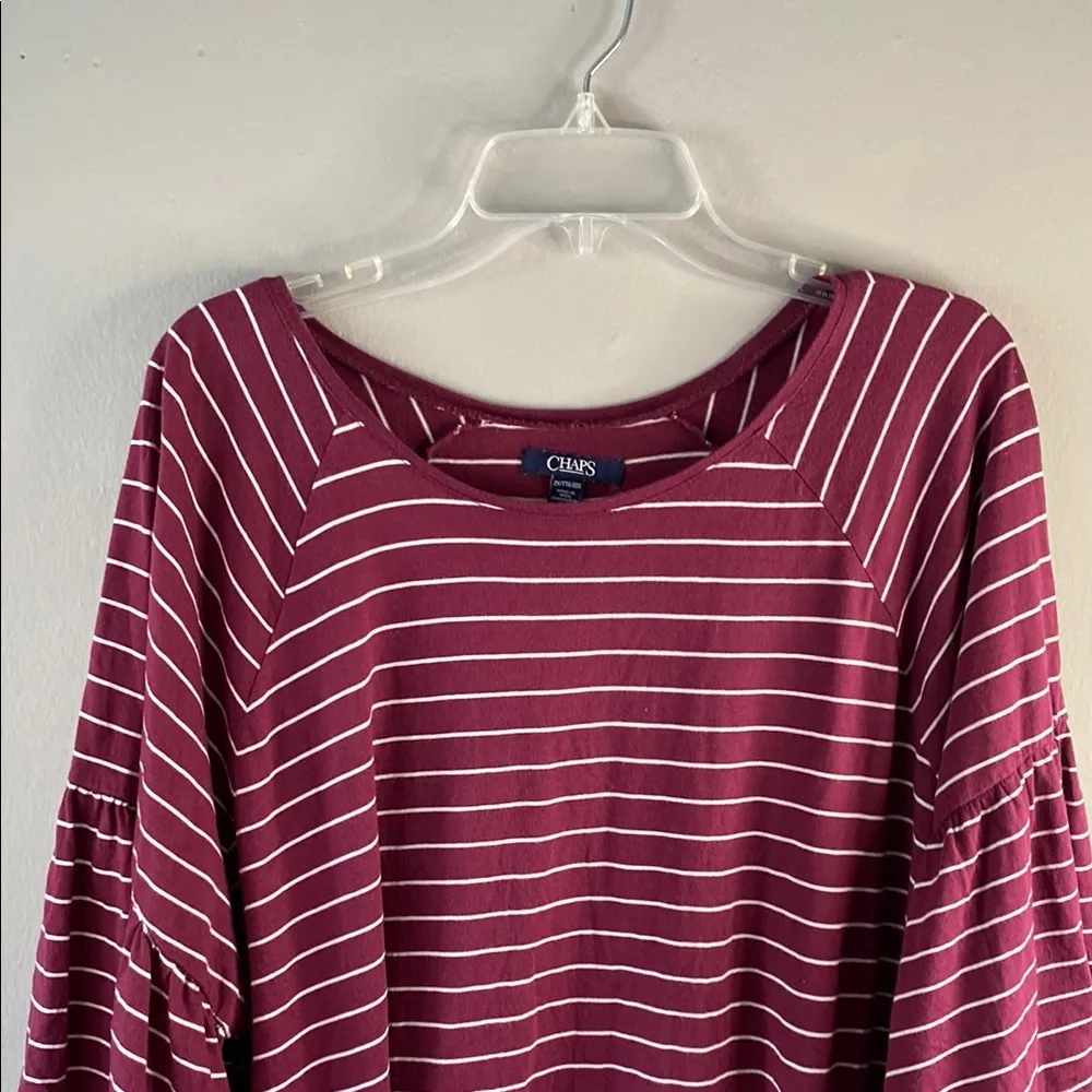 Chaps Burgundy Striped Blouse - Image 5