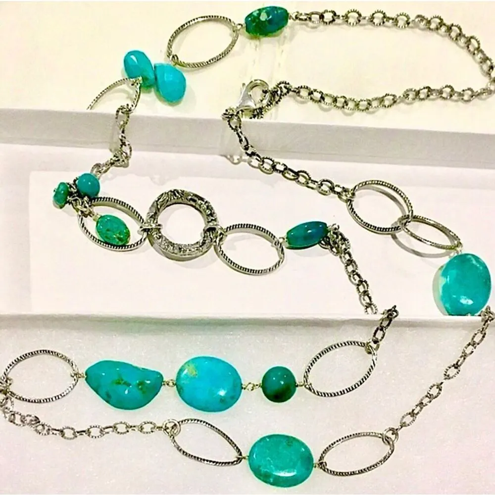 BARSE Sterling Turquoise Howlite Necklace 34” - Image 3