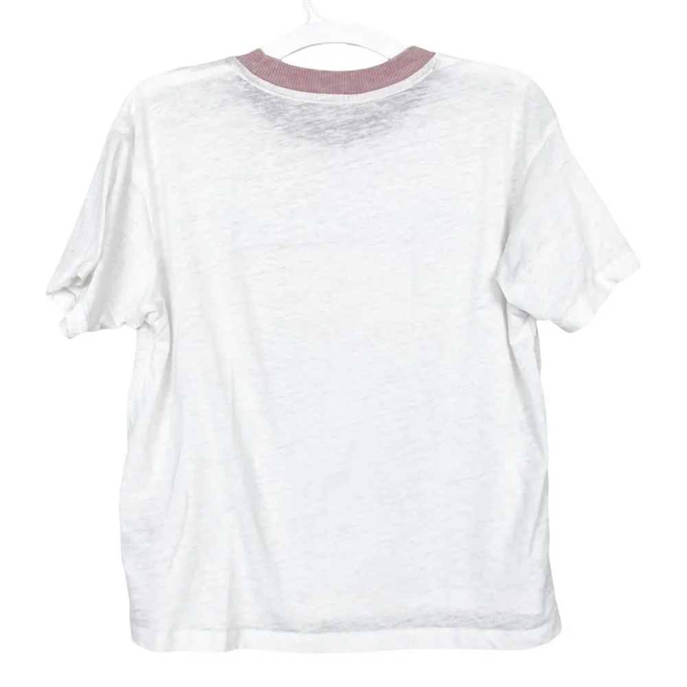 American Eagle White Burnout Spellout Ringer T Shirt Sz XS - Image 5