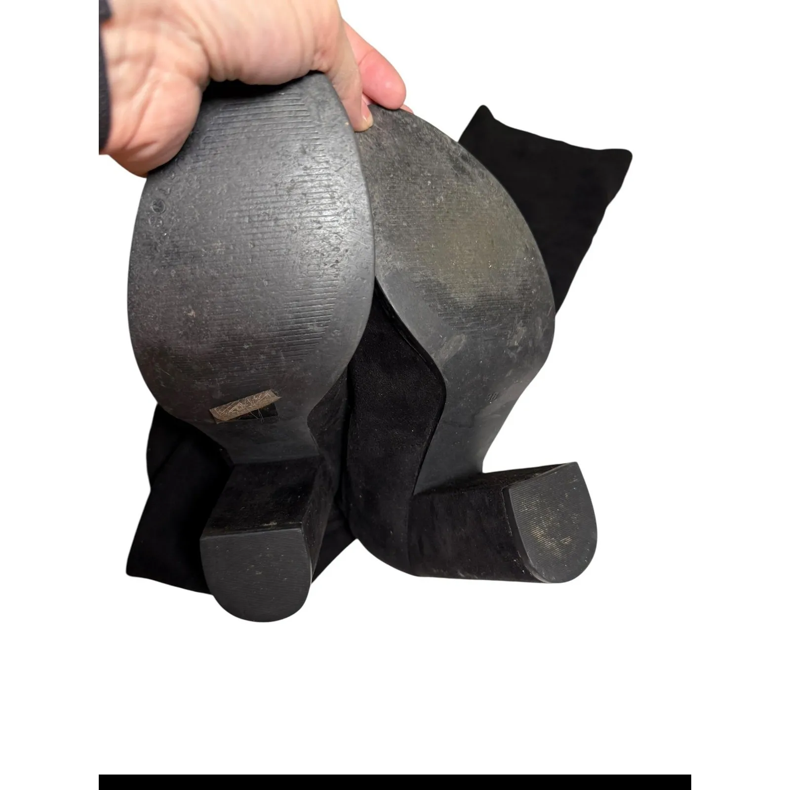 SOLSANA Boots Womens Size 38 Black Suede Block‎ Heel Knee High Shoes Modern Chic - Image 4