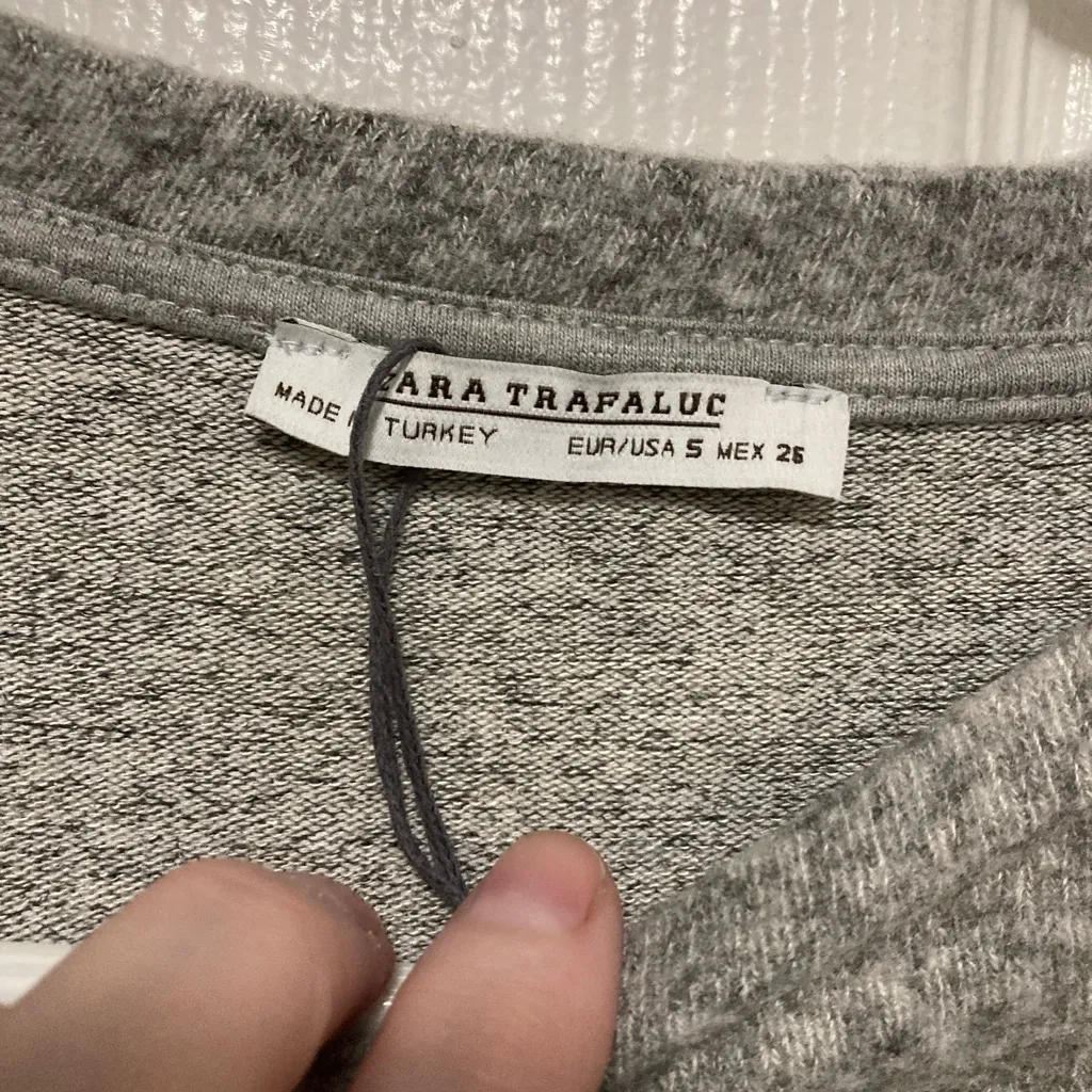 Zara Trafulac Heather Gray Long Bell Sleeve Blouse Shirt - Image 2