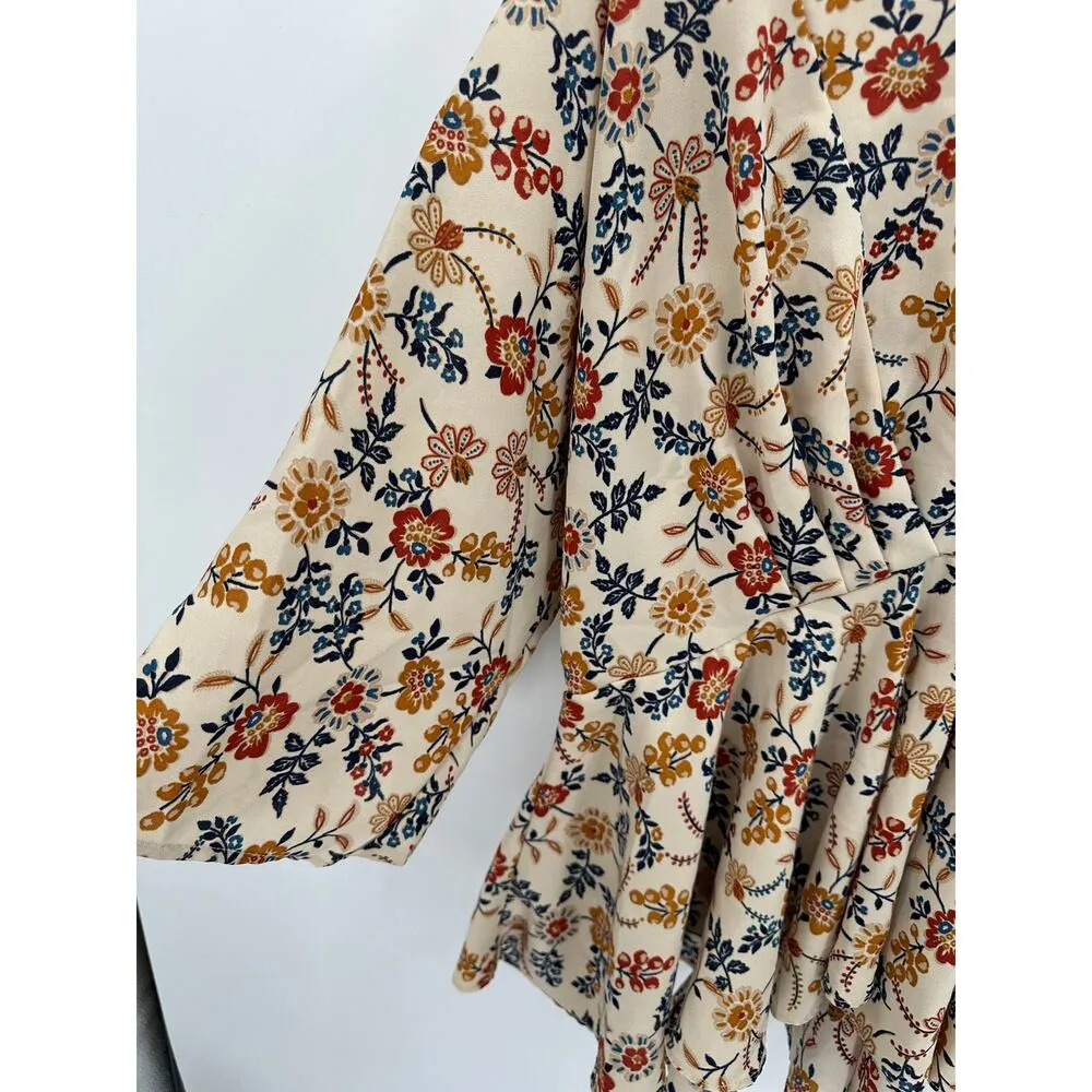 Hayden LA Women Floral Babydoll Top Size M Cream Boho Oversized NWT Lightweight - Image 5