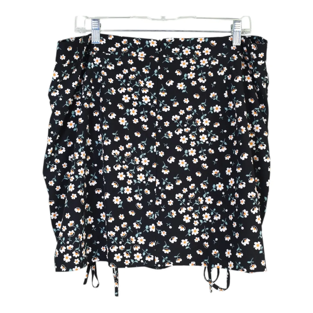 SHEIN Plus 2XL Black Floral Ruched Mini Skirt Y2K Soft Girl Cottagecore Coquette - Image 2