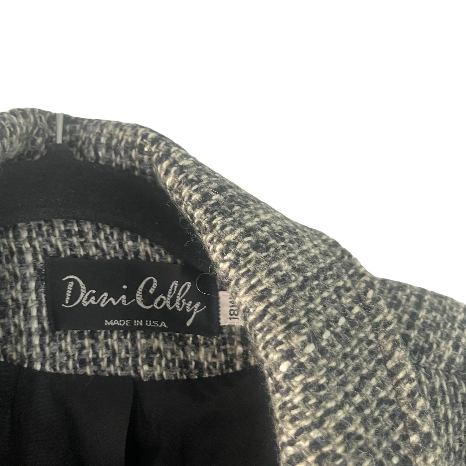 Dani Colby Vintage 90s Plus Size 18W Tweed Button Up‎ Trench Coat Gray - Image 5