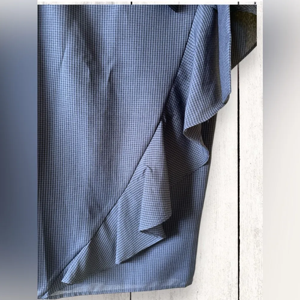 Sugar Lips Black & Navy Blue Gingham Ruffled Pencil Skirt Womens Size Small NWOT - Image 2