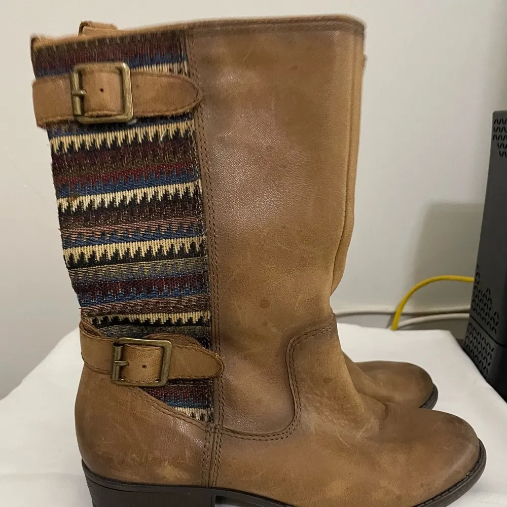 Gianni Bini Boots Womens Brown Leather Western Shoes Comfort Mid Calf Tapestry - Image 5