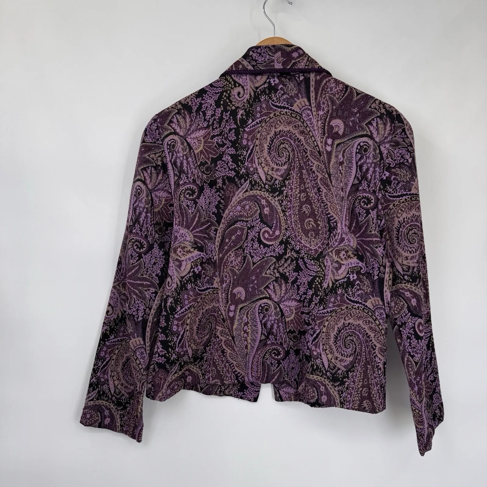 Vintage Y2K Coldwater Creek Jacket Womens 8P Purple Paisley Forest Fairy Lined - Image 8