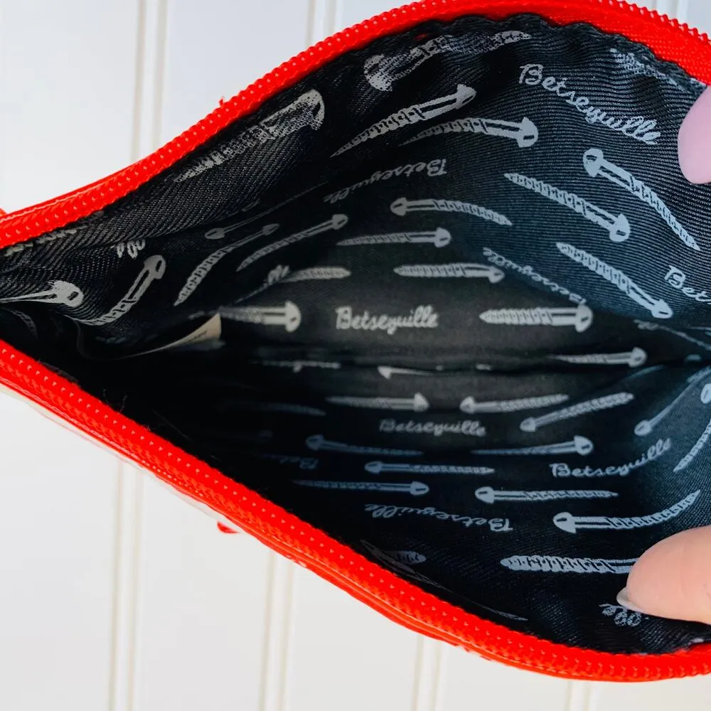 Betseyvillye Red Heart Makeup Bag Clutch Sz 8 x 5.25" - Image 6