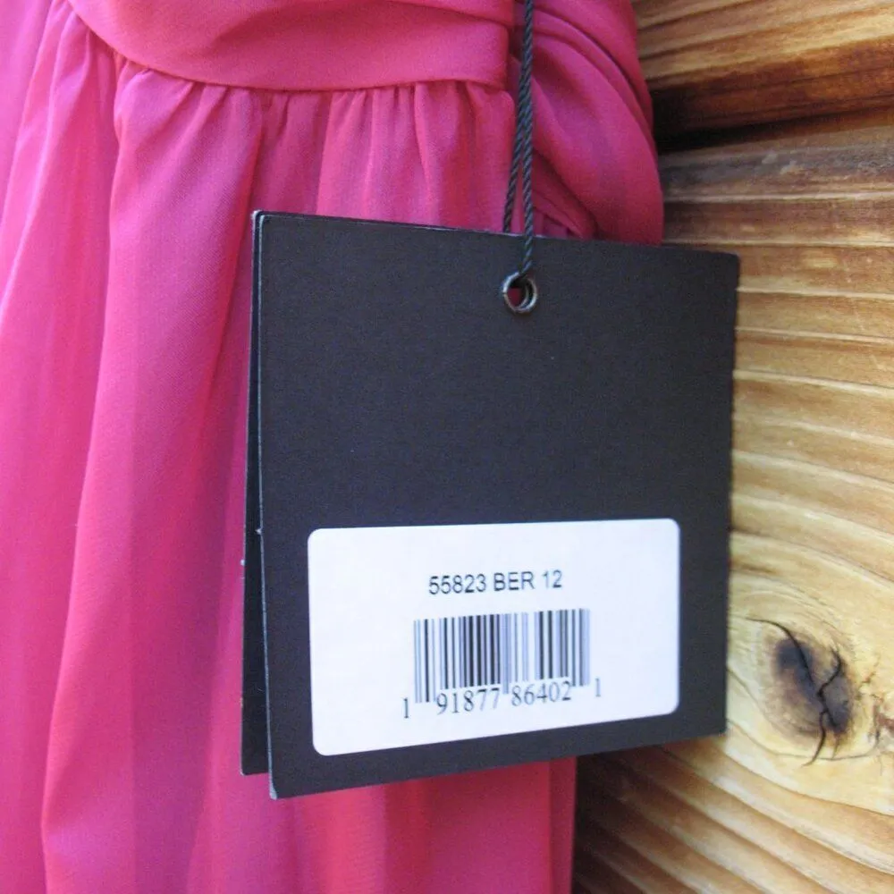 NWT Mac Duggal 55823 RUCHED CUT OUT PUFF SLEEVE A LINE GOWN Berry 12 - Image 14