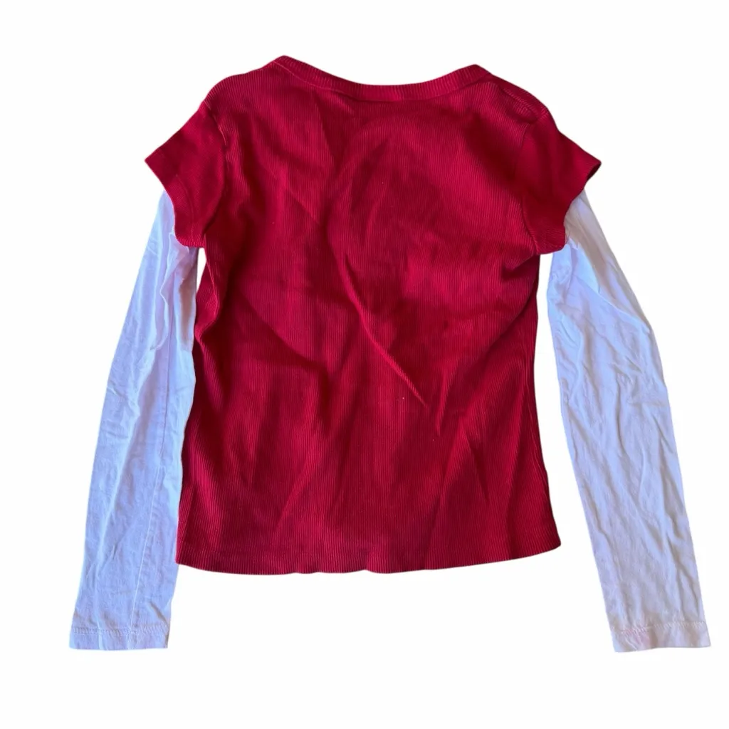 Vintage Y2K Limited Too Red and White Long Sleeve Layered Top Adult XS - Image 5