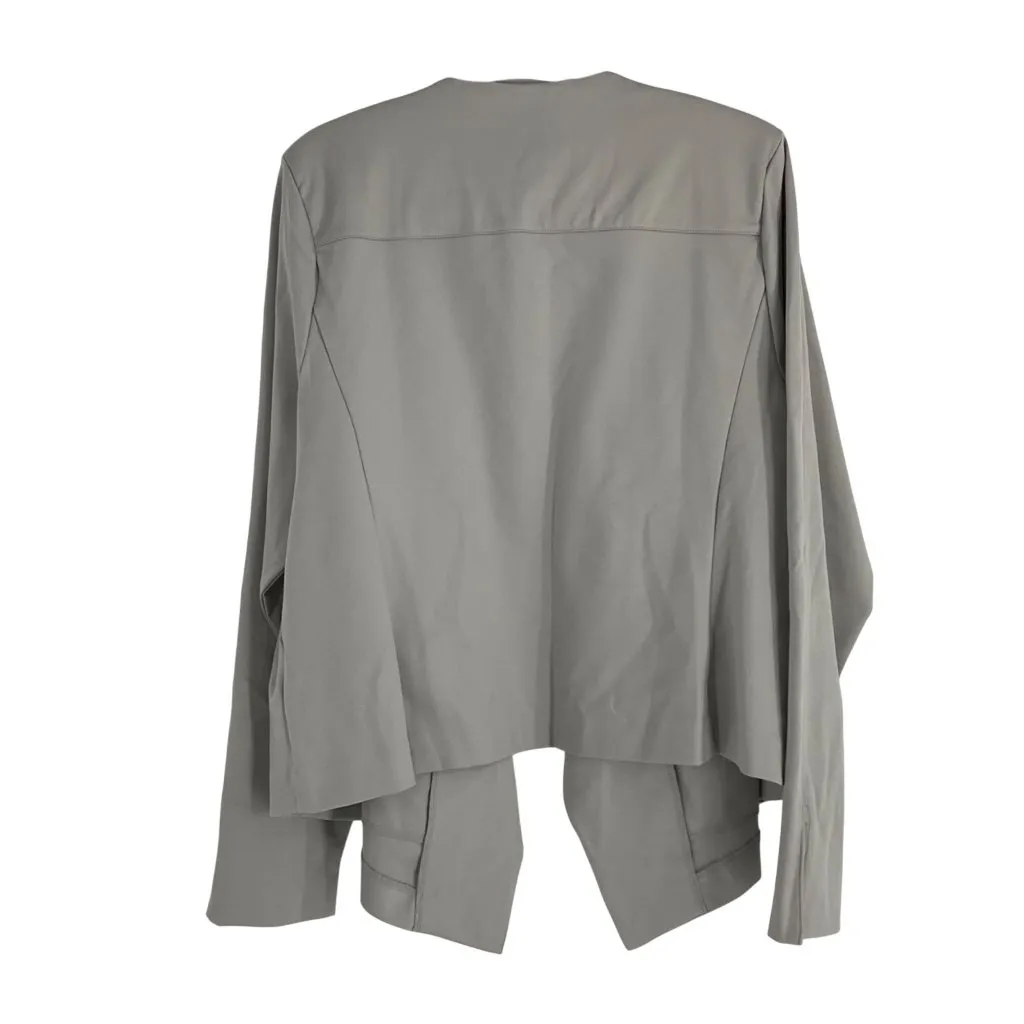 Elements Isaac Mizrahi Live Gray Waterfall Open Front Blazer Jacket XL Layering - Image 2