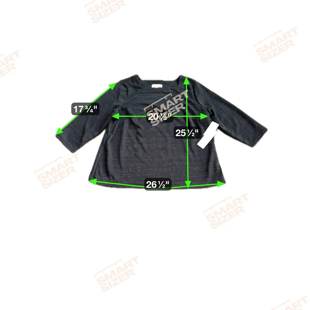 New‎ Liz Claiborne women’s black, square-neck top with 3/4 sleeves shiny - Image 7