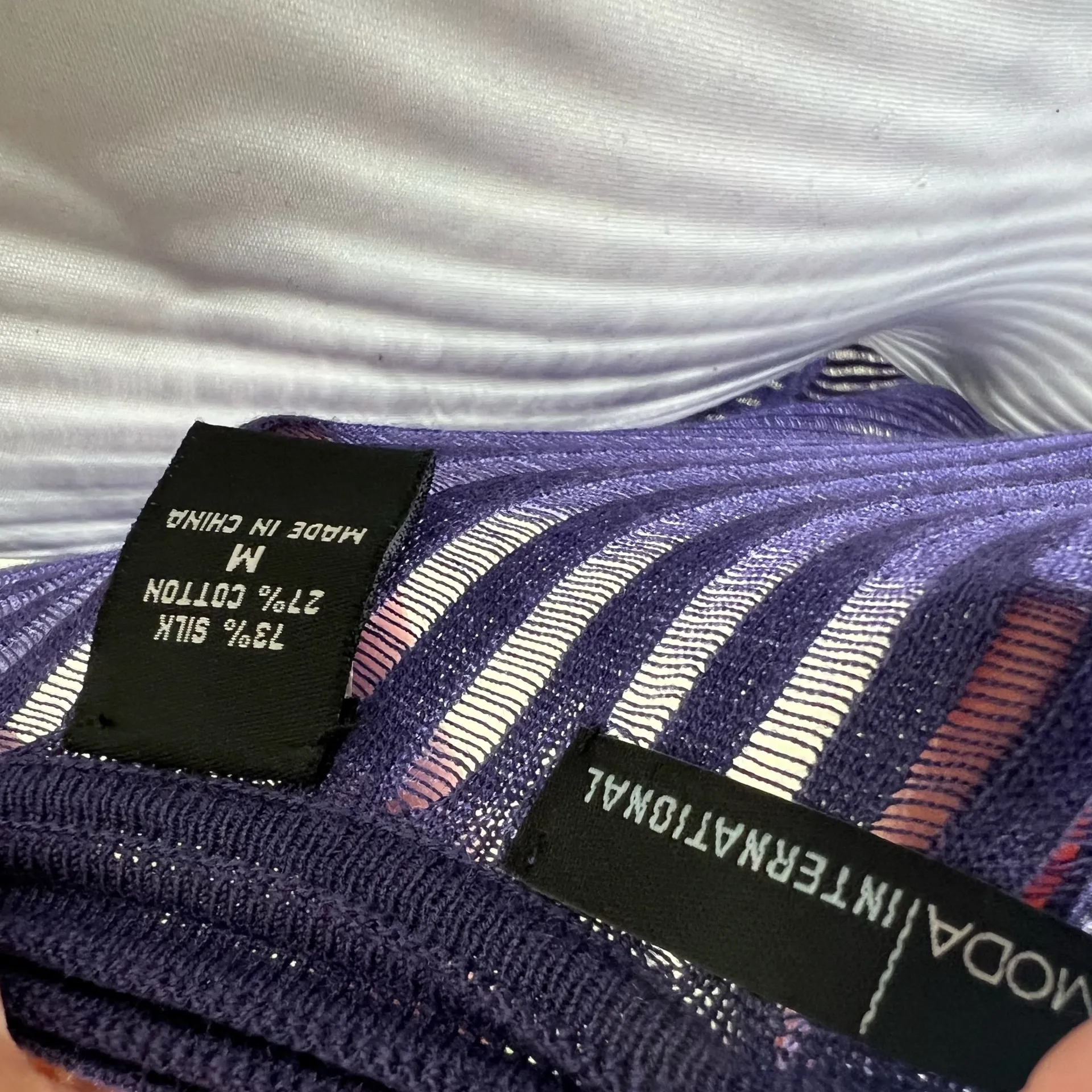 Moda International Knit Tank Top MEDIUM Silk & Cotton Scoop Neck Purple Modern - Image 3