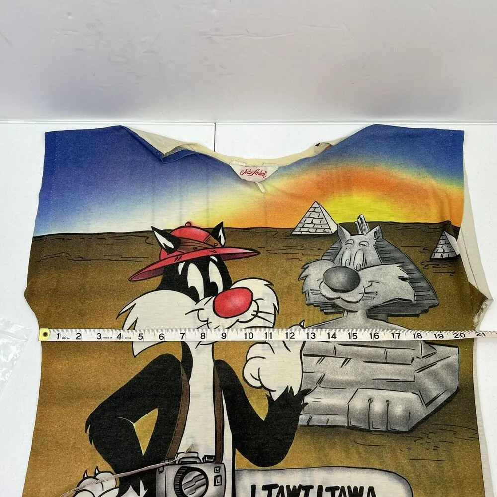 Vtg 1985 Sz L Night Shirt Looney Tunes Warner Bros Tweety Sylvester Jodie Arden Size L - Image 14