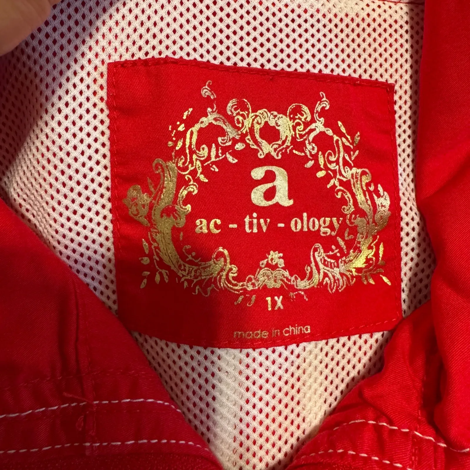 Activology Women Athletic Red Full Zip Jacket Contrasting Stitching Sz 1X Cotton - Image 3