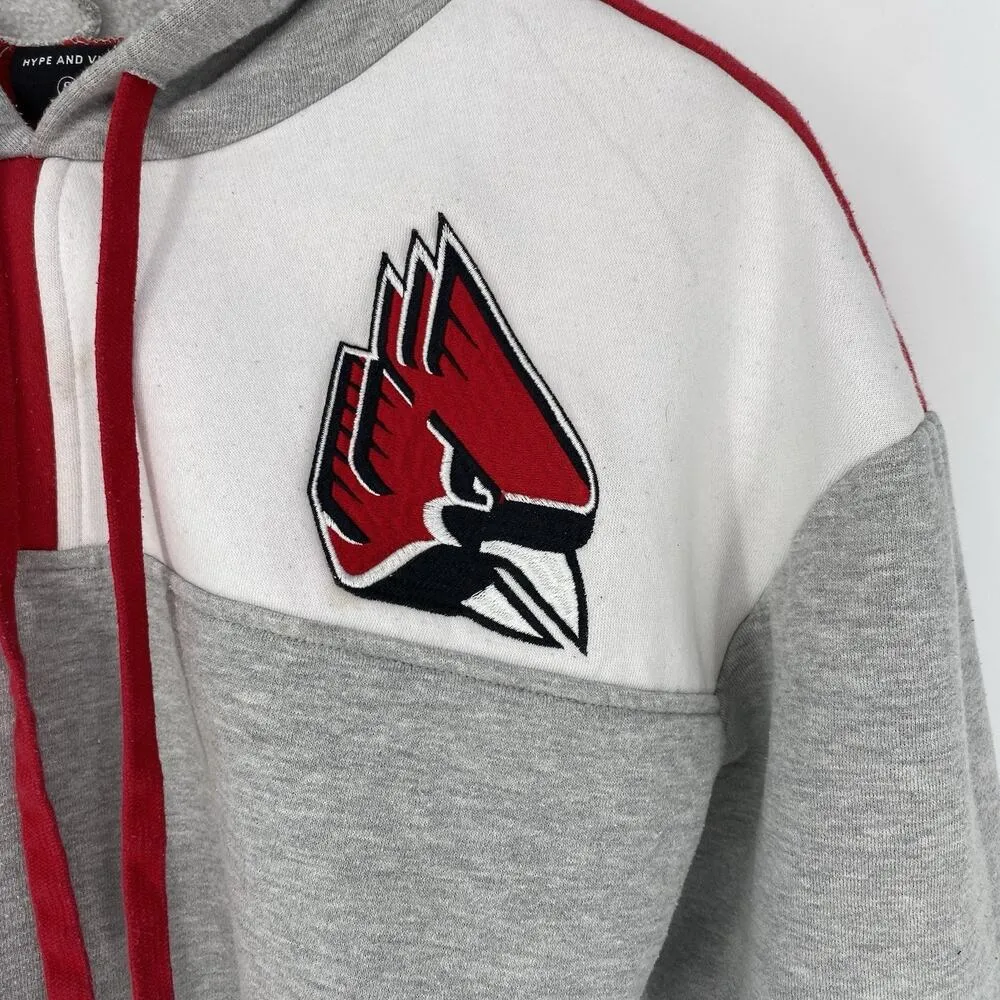 Hype and Vice Ball State Cropped Color Block Hoodie Women's Size S Gray - Image 4