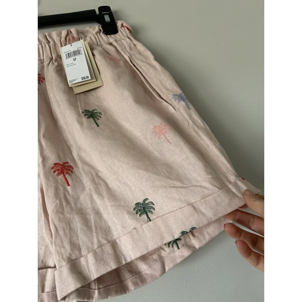 Elie Tahari Pink Tropical Linen Blend Shorts Sz Small Preppy Summer Vacation New - Image 5