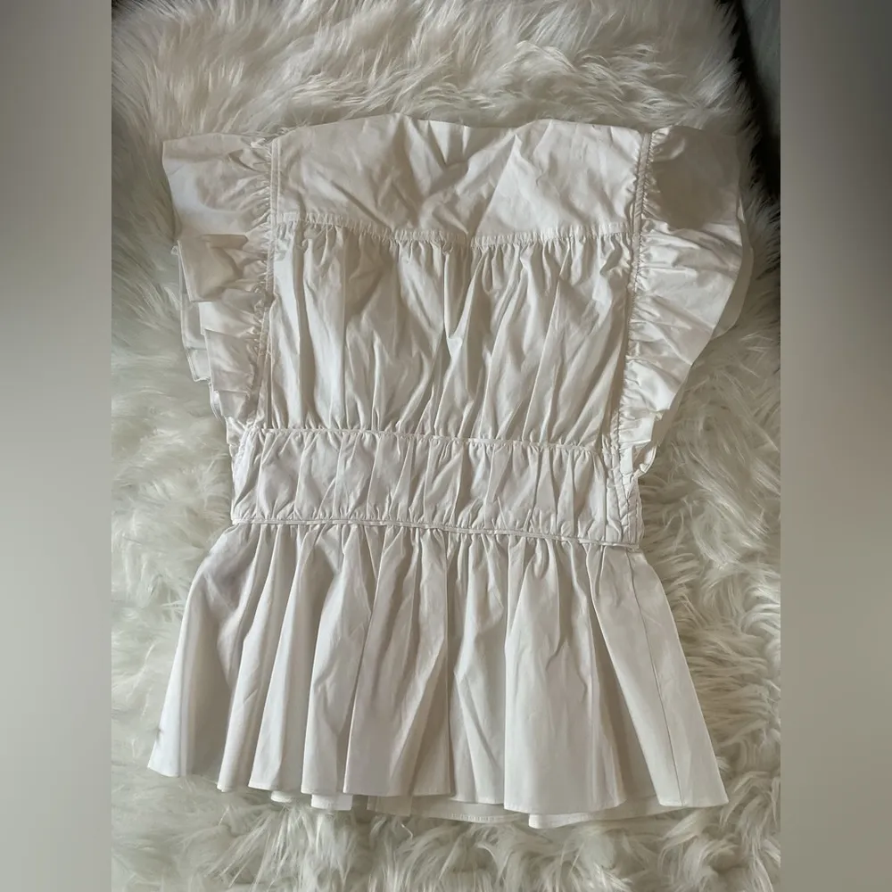 DEREK LAM 10 CROSBY Roselyn ruffled cotton-blend poplin top - Image 9