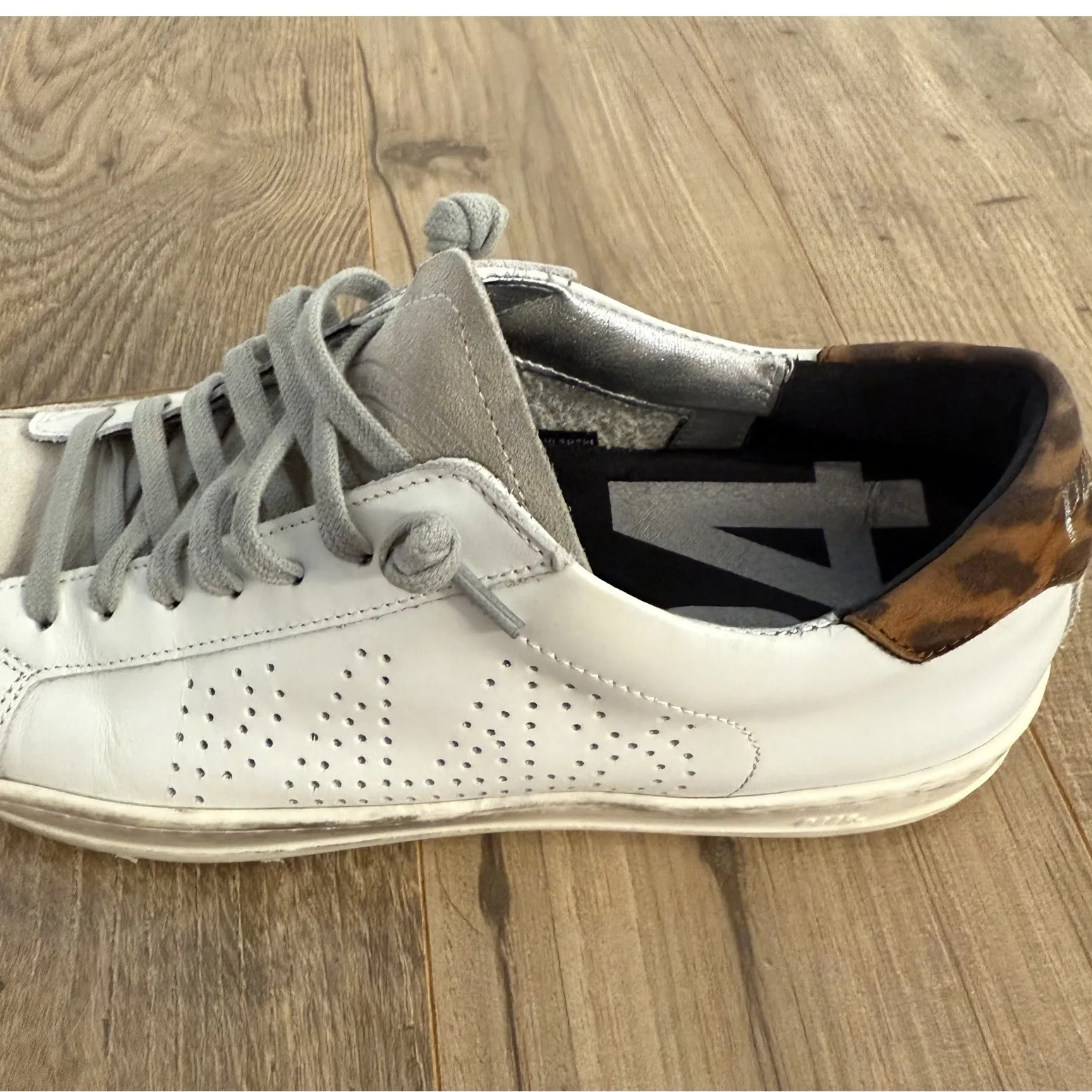 P448 Women's Sneakers John White Leopard Print Leather Shoes Size 38/7.5 - Image 7