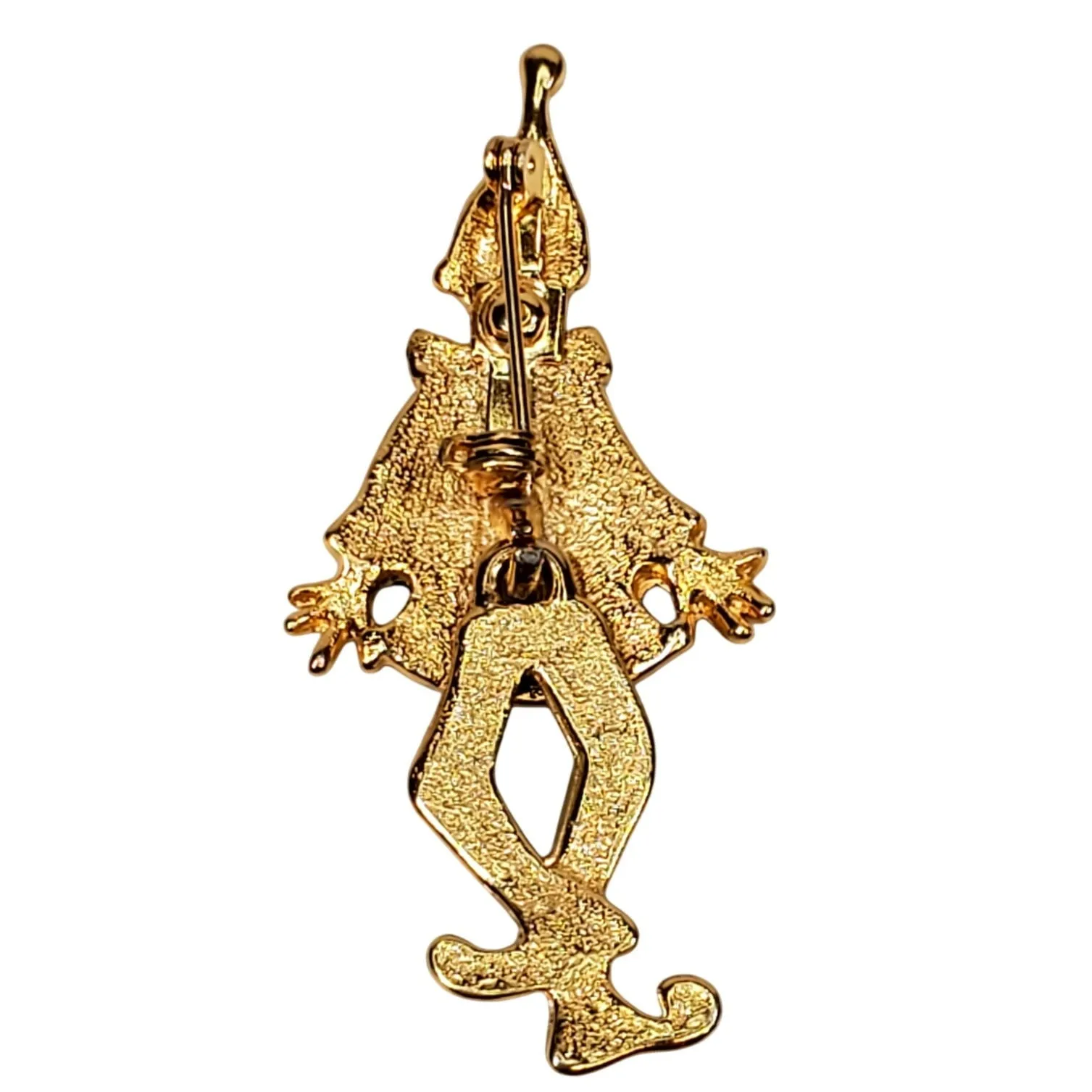 Retro Enamel Articulated Clown Figural Pin Polka Dots Brooch Gold Tone 2.5" - Image 2