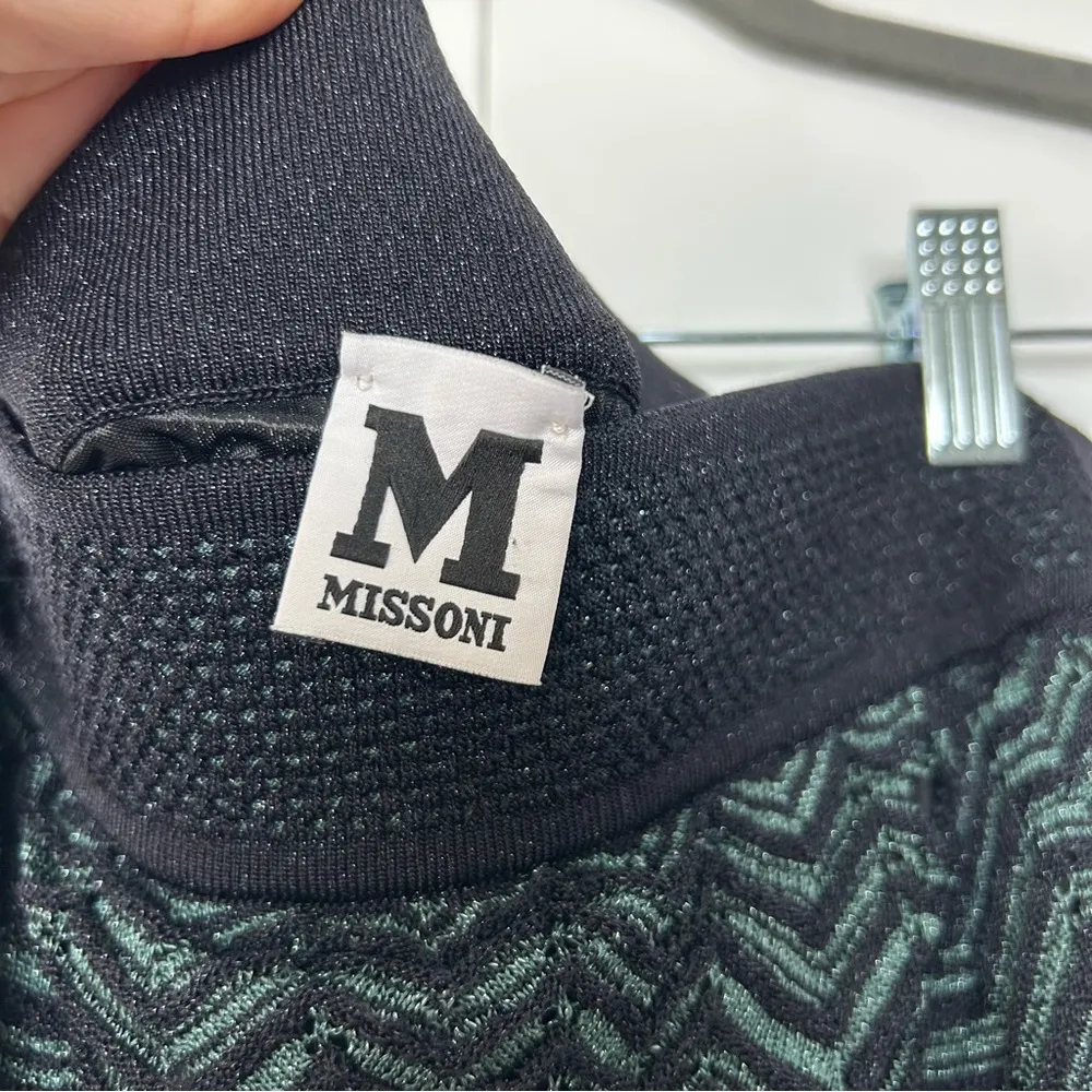 M Missoni Tube Maxi Dress Zig Zag Stripes Metallic and Black - Image 5