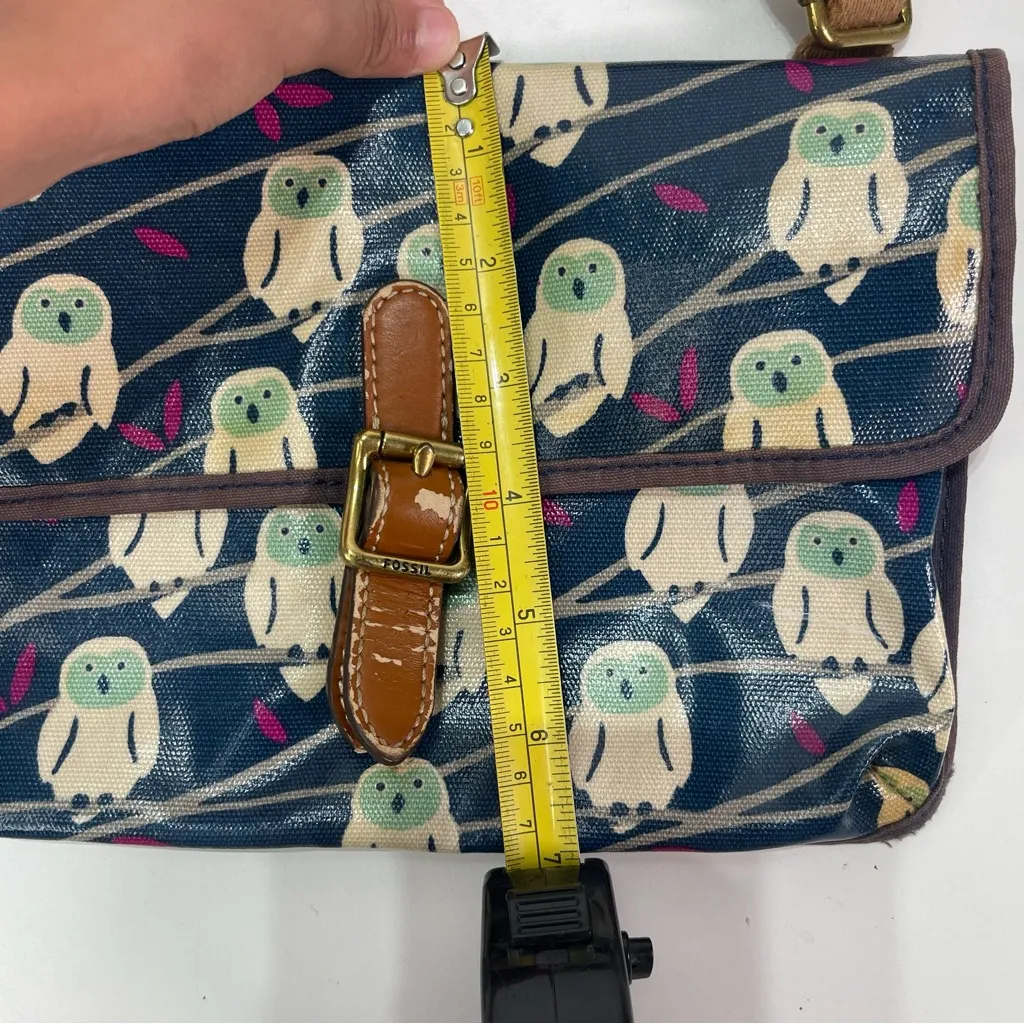 Fossil  Navy Owl Print Small  Crossbody Shoulder Bag Purse Cute Bohemian - Image 10